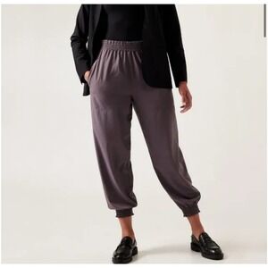 Athleta Savannah Jogger Pants Womens 14 Purple Dusk Elastic Waist Tapered